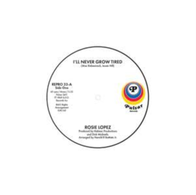 Rosie Lopez - I'll Never Grow Tired / Too Hot To Hold 7-inch vinyl product image