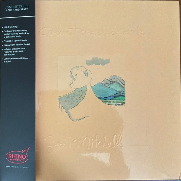 Album cover for Joni Mitchell - Court And Spark on rhino high fidelity 180 gram analog audiophile vinyl lp