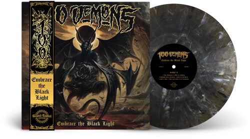 Album cover for 100 Demons - Embrace The Black Light on onyx marble vinyl lp