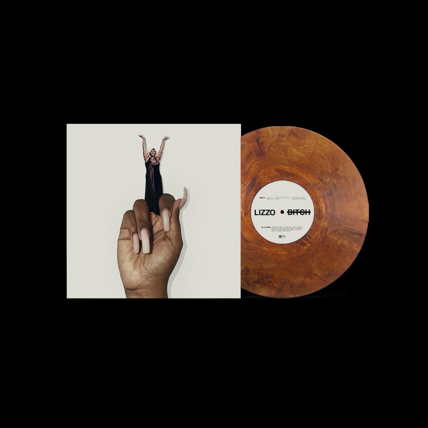 Album cover for Lizzo - BITCH on copper black ice vinyl