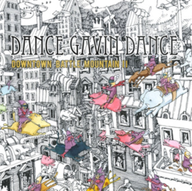Album cover for Dance Gavin Dance - Downtown Battle Mountain II on light blue glitter vinyl 15th anniversary lp