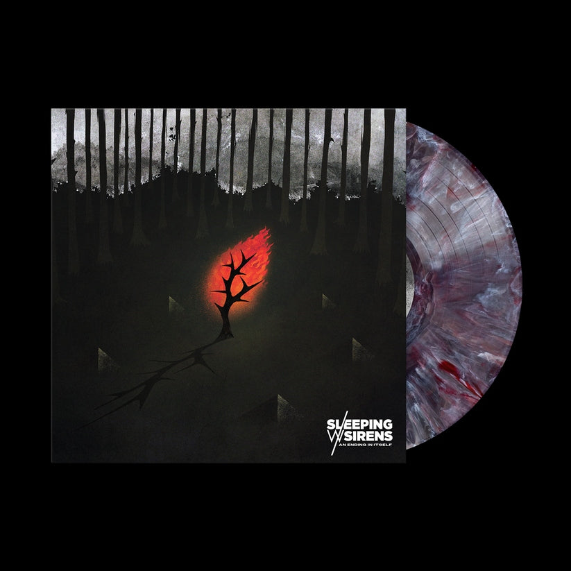 Album cover for Sleeping with Sirens - An Ending In Itself on black/white/red swirl vinyl lp