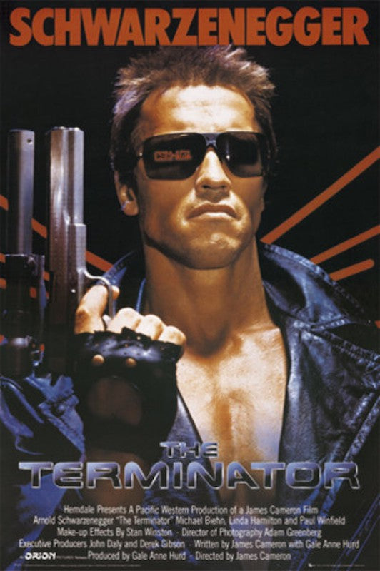 The Terminator Arnold Schwarzenegger movie poster, 24 x 36 inches