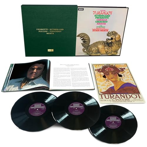 Album cover for Luciano Pavarotti/Joan Sutherland/Montserrat Caballé/London Philharmonic - Puccini: Turnadot on 3lp vinyl