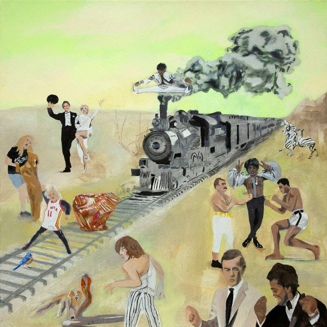Album cover for v/a - Let's Go Dancing: Stopped A Freight Train… on translucent highlighter yellow vinyl lp