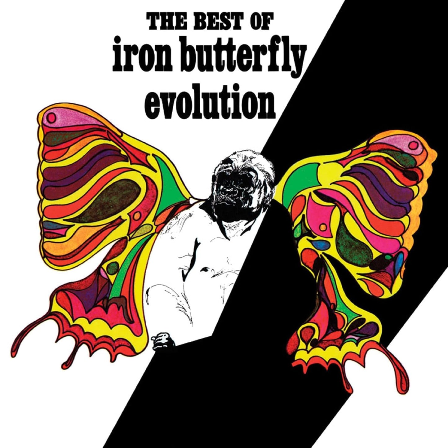 Album cover for Iron Butterfly - Evolution: The Best Of Iron Butterfly on psychedelic silver metallic vinyl lp