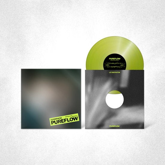 Album cover for Le Sserafim - 2nd Studio Album ‘PUREFLOW’ pt.1 on electric yellow glitter vinyl photocard set lyric lp