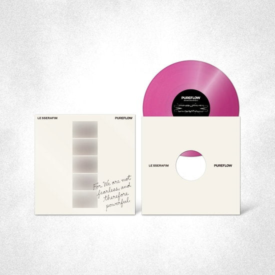 Album cover for Le Sserafim - 2nd Studio Album ‘PUREFLOW’ pt.1 on hot pink glitter vinyl photocard set lyric lp
