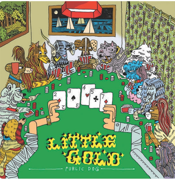 Album cover for Little Gold - Public Dog on yellow & green swirl vinyl lp