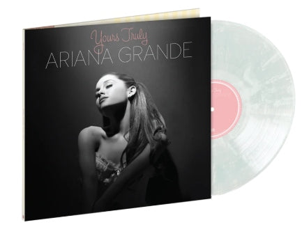 Album cover for Ariana Grande - Yours Truly on clear white swirl vinyl