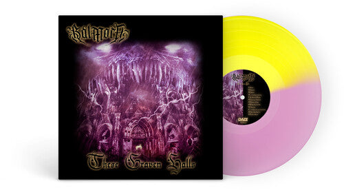 Album cover for Balmora - These Graven Halls on half violet half clear purple vinyl
