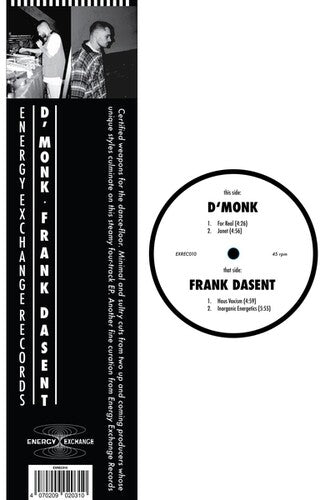 Album cover for D'Monk X Frank Dasent - D'Monk X Frank Dasent on 12"