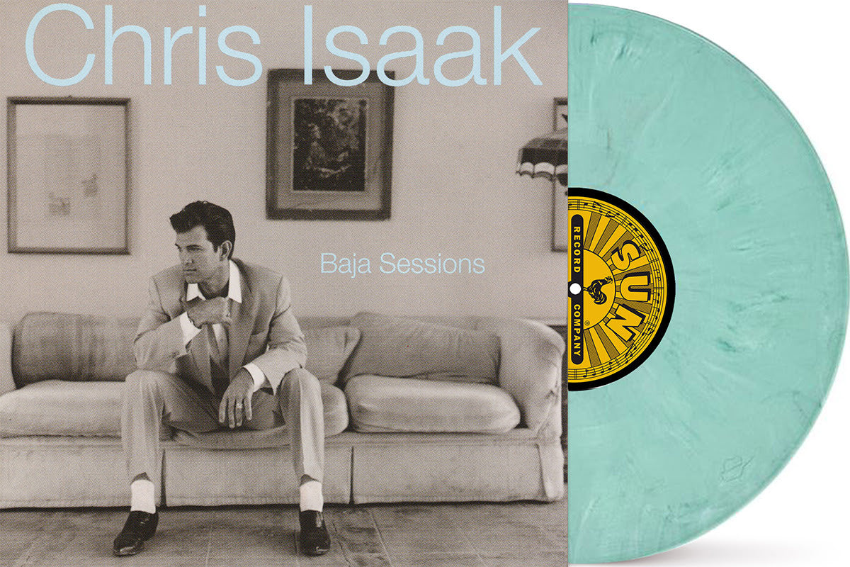 Album cover for Chris Isaak - Baja Sessions on baja blue vinyl
