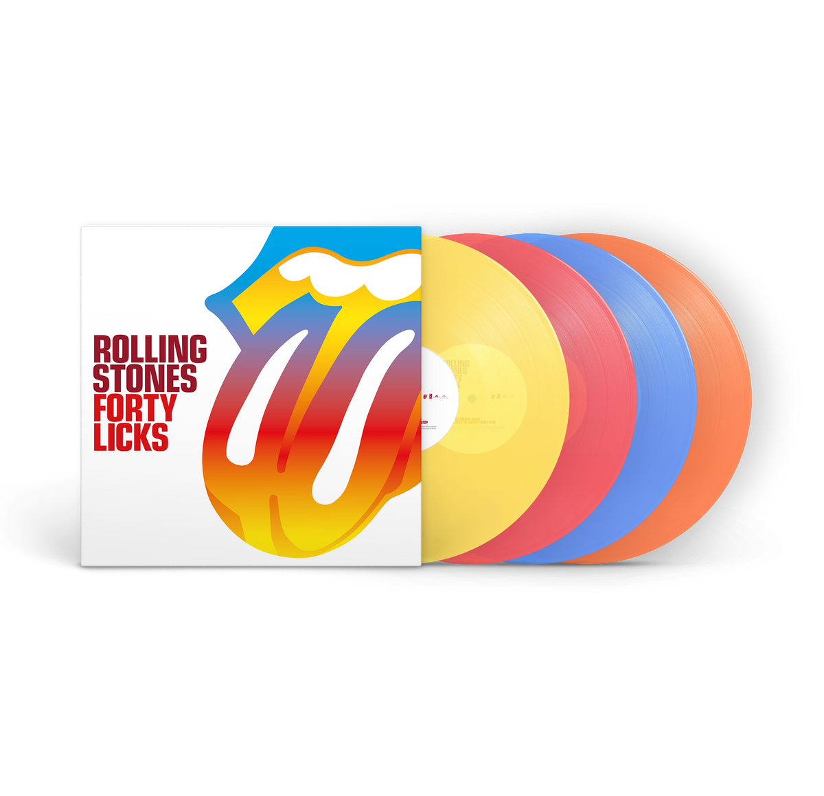 Album cover for The Rolling Stones - Forty Licks on clear vinyl 4lp