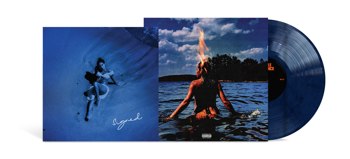 Album cover for Jessie Reyez - A Little Vengeance on deep blue water vinyl signed