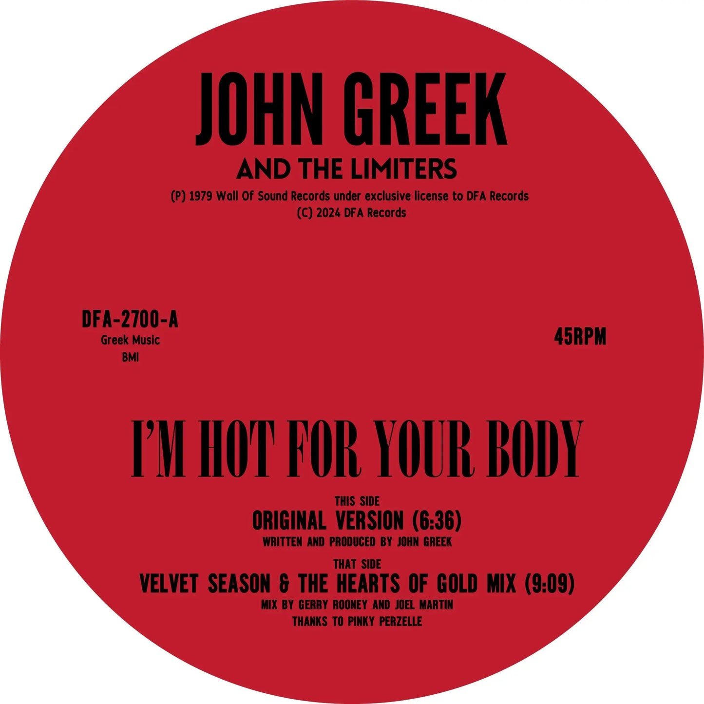 John Greek And The Limiters - I'm Hot For Your Body [12" Vinyl Single
