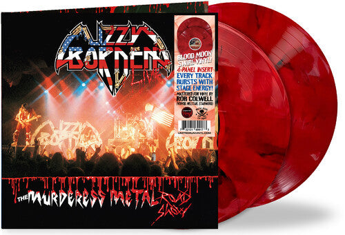 Album cover for Lizzy Borden - Murderess Metal Road Show on blood moon swirl colored vinyl 40th anniversary 2lp