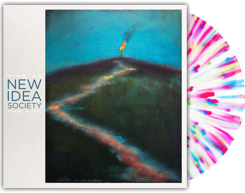 Album cover for New Idea Society - Fire On The Hill on white with rainbow splatter vinyl lp