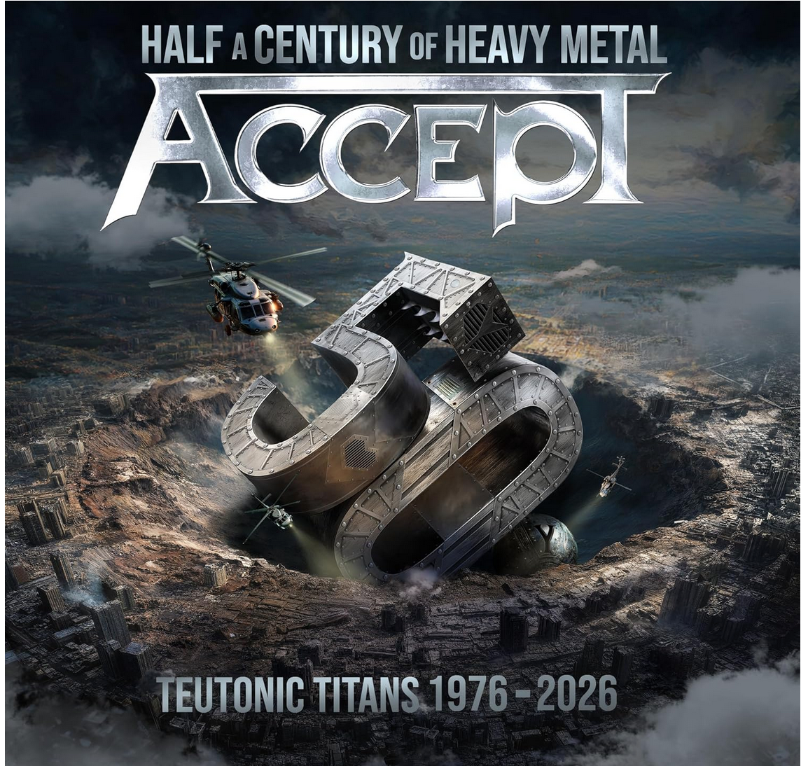 Album cover for Accept - Teutonic Titans 1976-2026 on turquoise vinyl 2lp