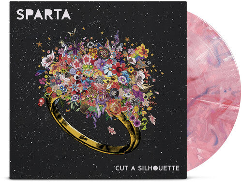 Album cover for Sparta - Cut A Silhouette on pink/blue/white/poppy marble vinyl lp