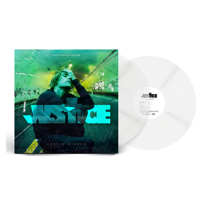 Album cover for Justin Bieber - Justice on triple chucks deluxe 2lp vinyl