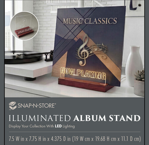 Now Playing vinyl album stand acrylic and wood detail