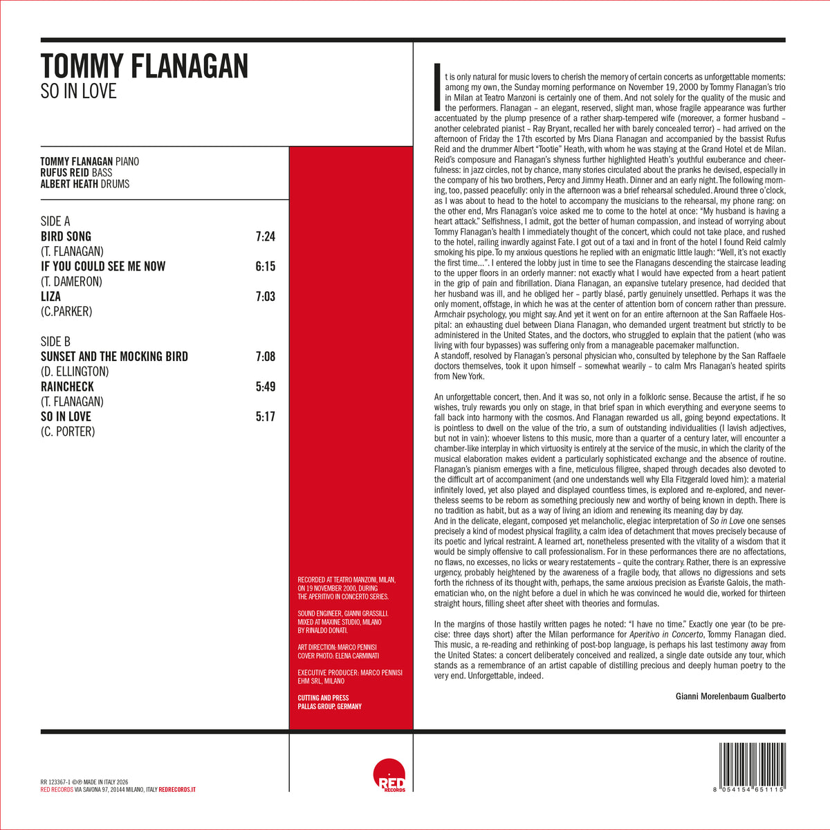 Tommy Flanagan - So In Love back cover