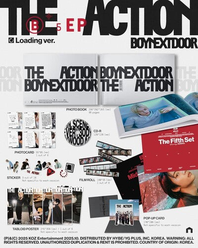 Boynextdoor 5th Ep (The Action) (Loading Version) [CD] (96 Page Photobook Photocard Sticker Pop-Up Card Tabloid Poster Photo Print Film Roll)