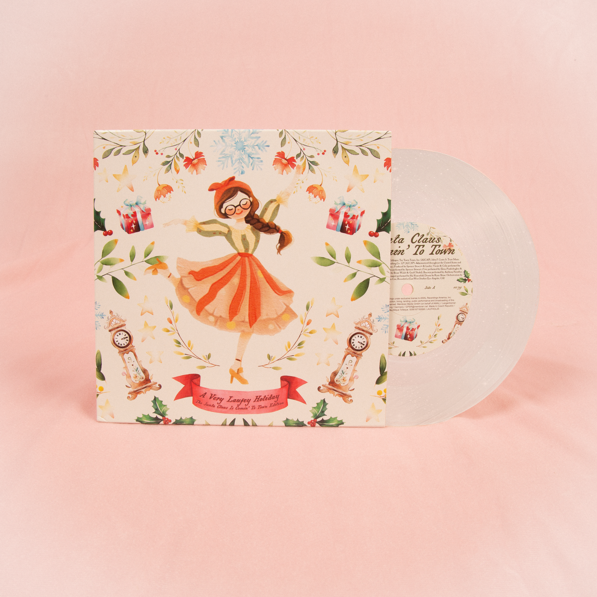 Laufey — A Very Laufey Holiday: Santa Claus Is Comin' to Town [7"]; artwork and packaging