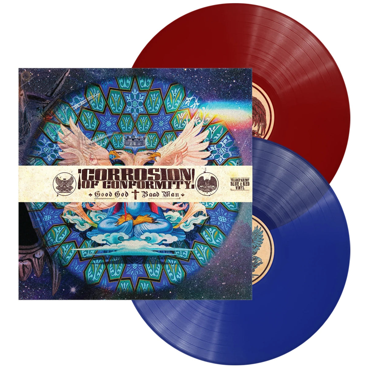 Corrosion of Conformity – Good God / Baad Man [Transparent Blue & Red 2LP] cover artwork