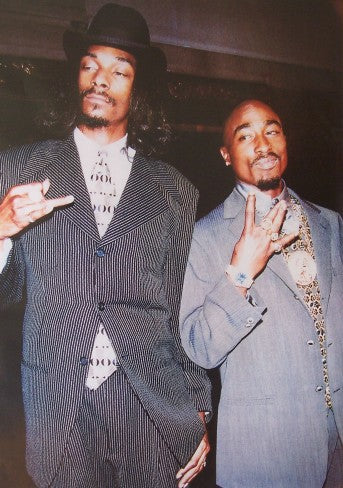 Tupac and Snoop Dogg in suits hip-hop poster, 24 x 36 inches