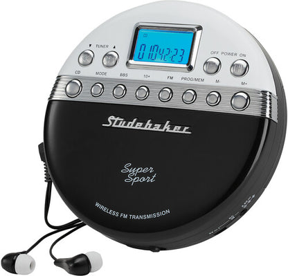 SB3705BW Personal CD Player FM Radio Anti-skip and FM Transmitter (Black/White)