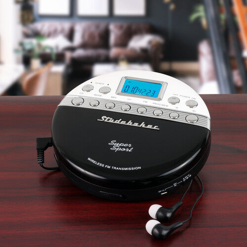 SB3705BW Personal CD Player FM Radio Anti-skip and FM Transmitter (Black/White)