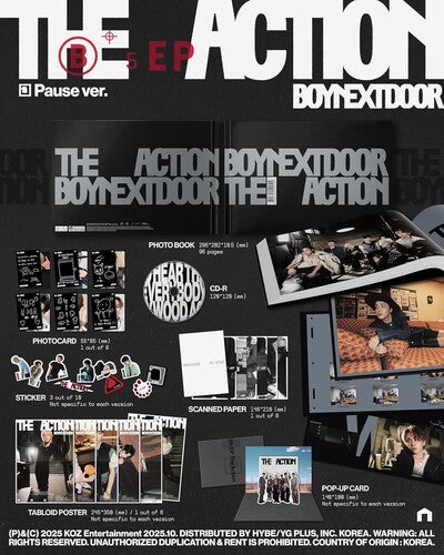 Boynextdoor 5th Ep (The Action) (Pause Version) [CD] (96 Page Photobook Photocard Sticker Pop-Up Card Tabloid Poster Photo Print Scanned Paper)