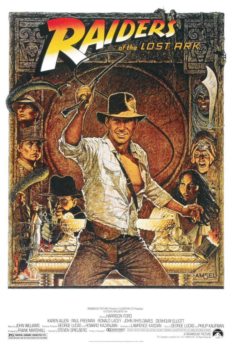Raiders of the Lost Ark Indiana Jones movie poster, 24 x 36 inches