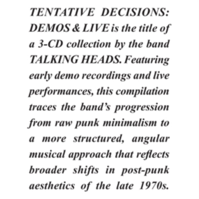 Tentative Decisions: Demos & Live [3CD]