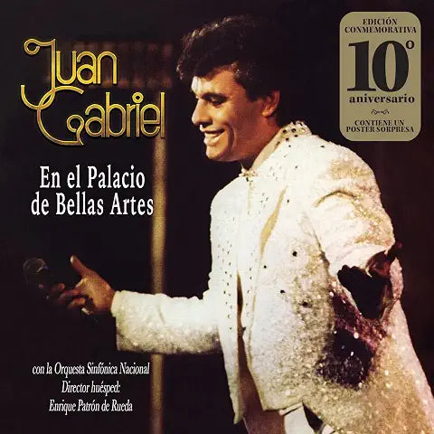 Album cover for Juan Gabriel - En El Palacio De Bellas Artes (edición aniversario) on 2lp translucent with gold spots vinyl