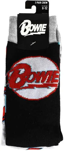 Bioworld - David Bowie Icon 3 Pair Crew Socks Mens Shoe Size 8-12
