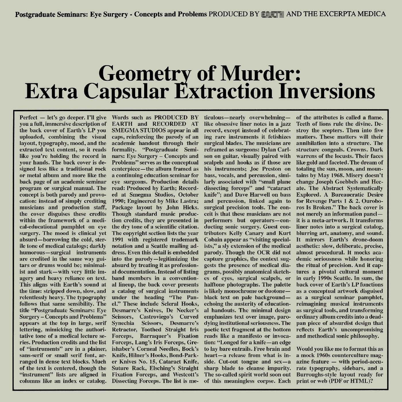 Geometry of Murder: Extra Capsular Extraction Inversions [Crystal Clear Vinyl]