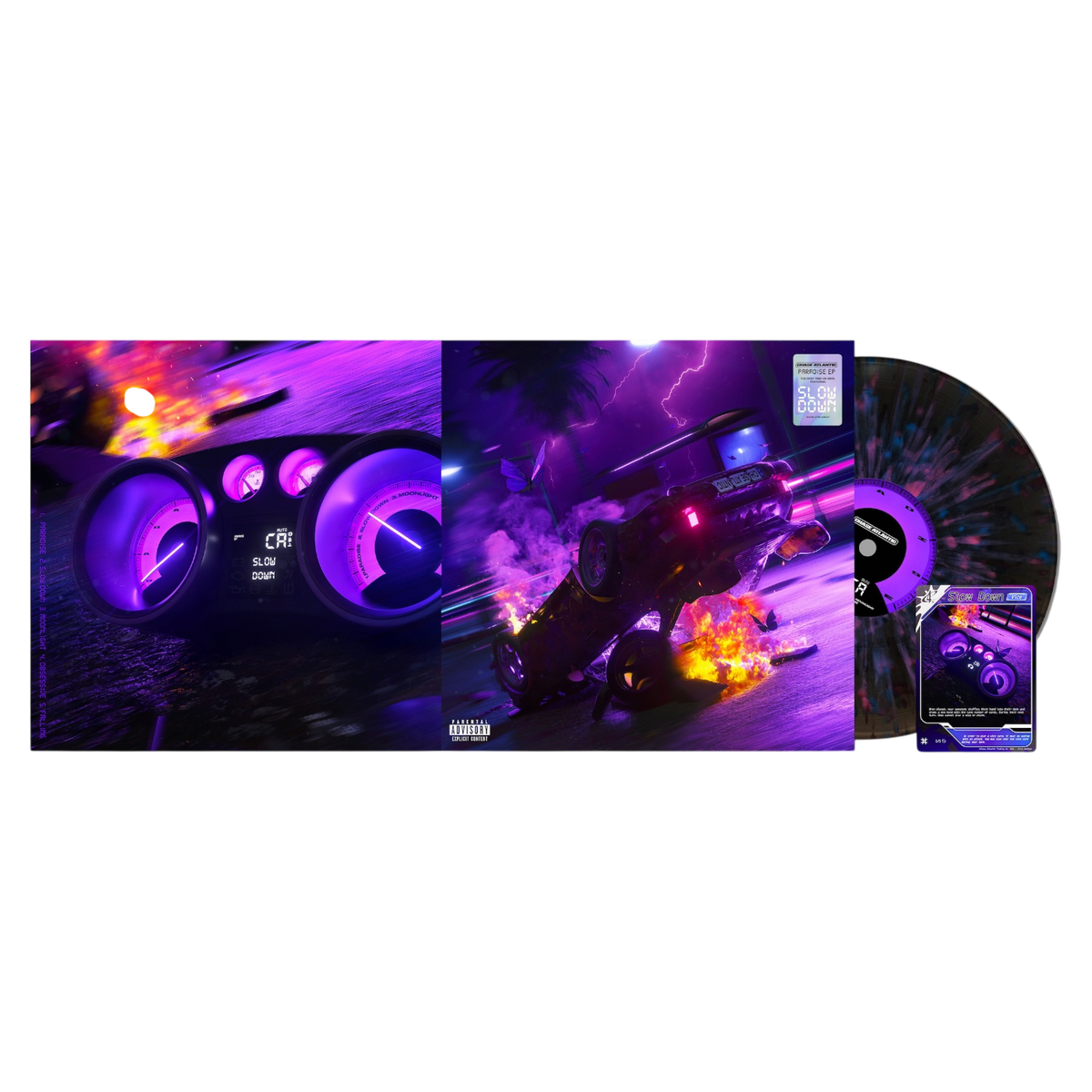 Chase Atlantic - Paradise [EP, Black Ice/Pink/Blue Splatter Vinyl] - album artwork and packaging