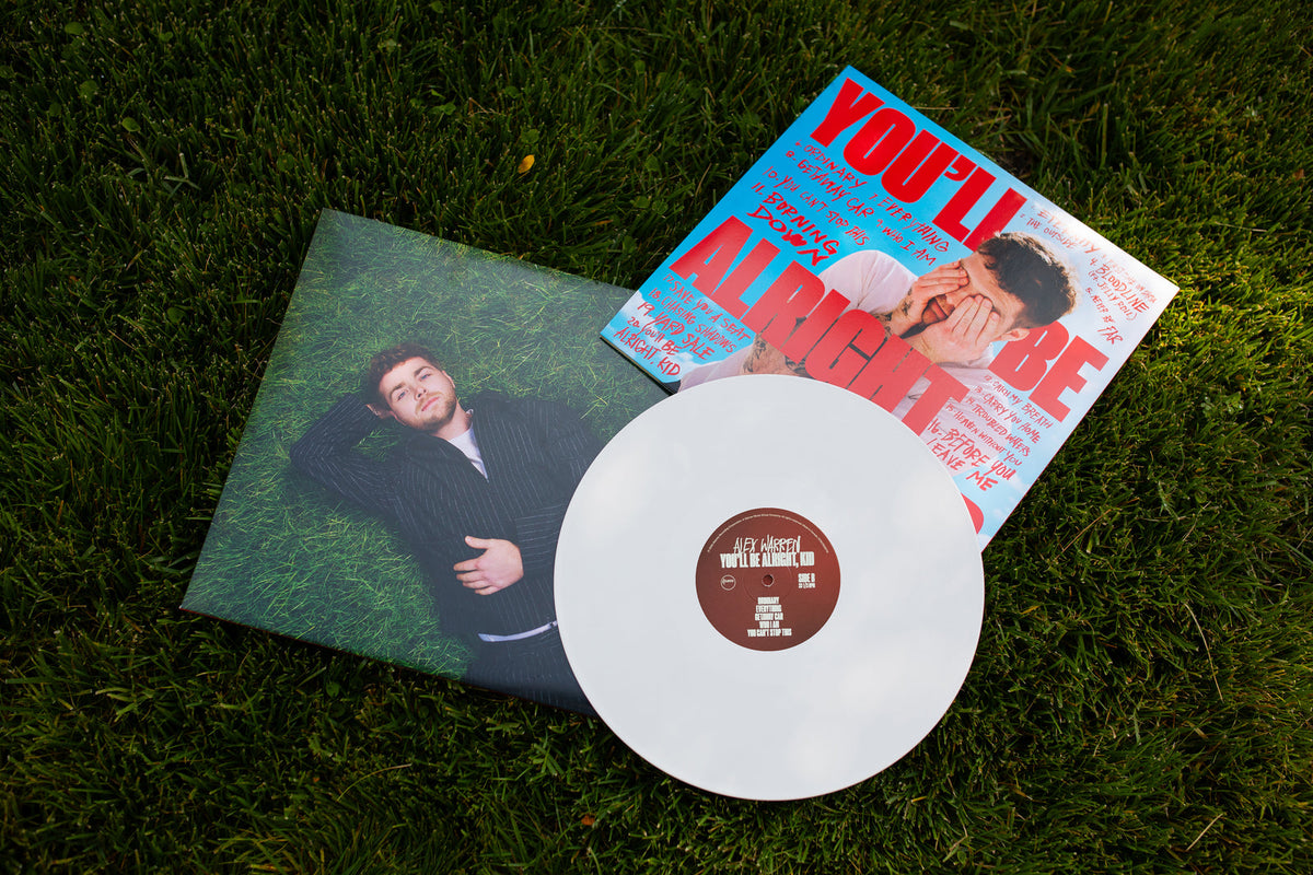 Alex Warren - You'll Be Alright Kid [2LP Opaque White Vinyl] - album cover and white vinyl