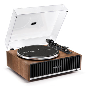 Angels Horn AH X200 all-in-one turntable with speakers, wood