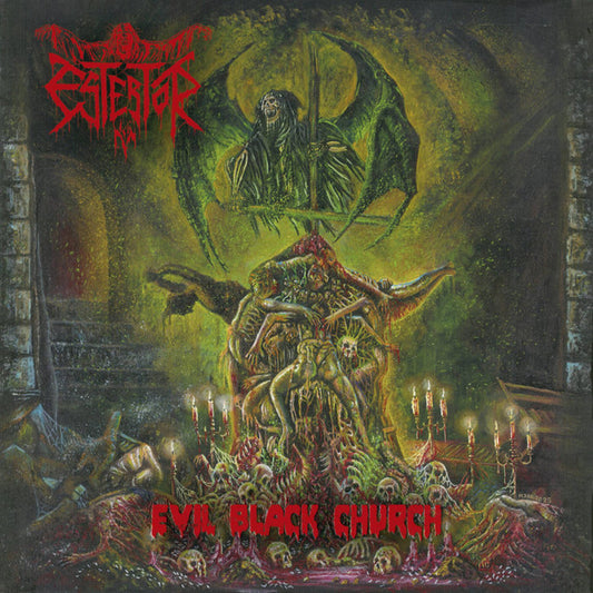 Estertor - Evil Black Church [Splatter Vinyl] — album cover and product artwork