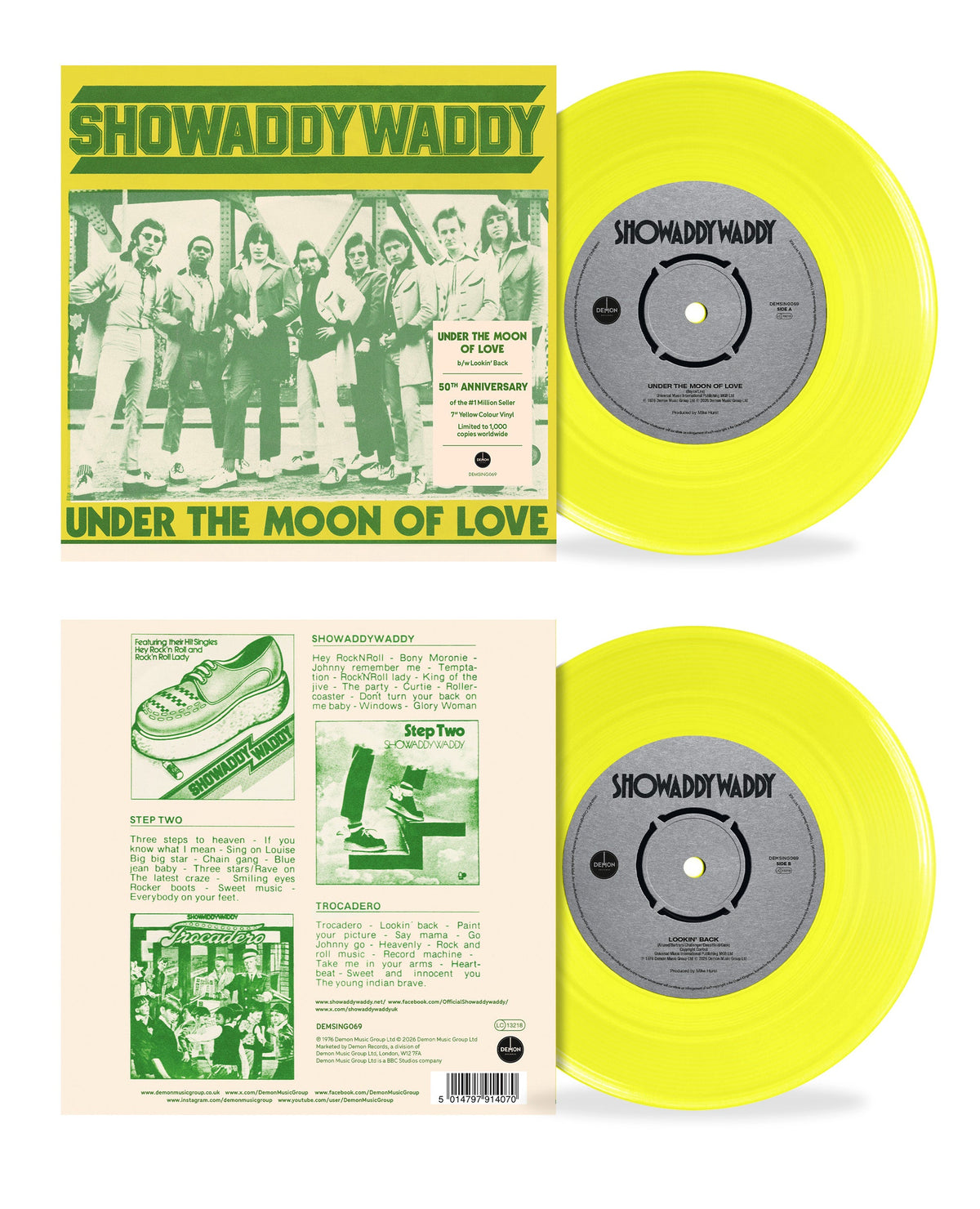 Showaddywaddy – Under the Moon of Love (50th Anniversary) album artwork and packaging