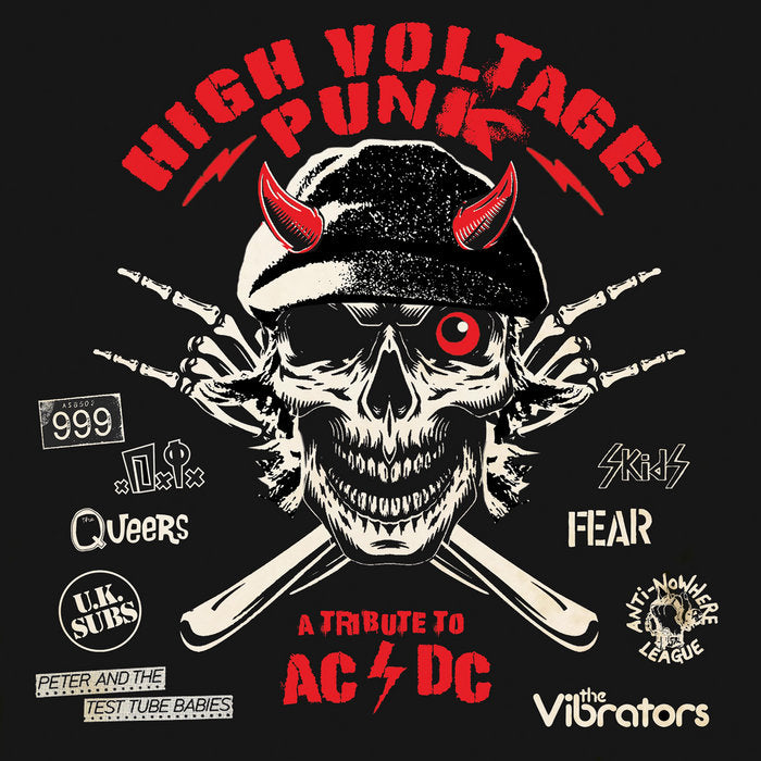 Various Artists – High Voltage Punk: A Tribute To AC/DC [Black/Red Splatter Vinyl] cover artwork