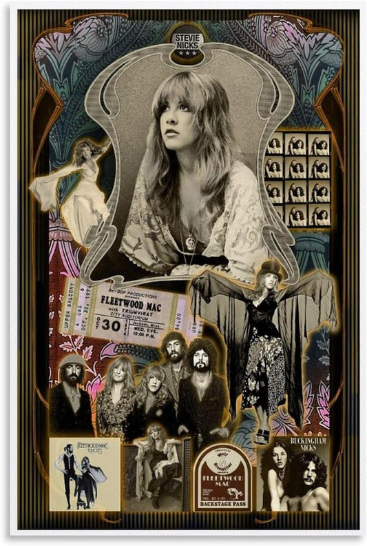 Stevie Nicks Concert Collage poster featuring Stevie Nicks in a decorative concert collage
