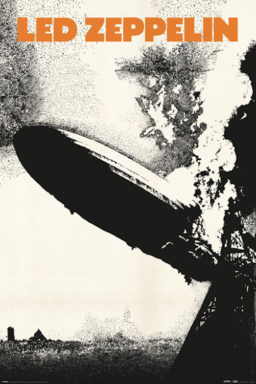 Led Zeppelin poster featuring the Led Zeppelin debut artwork showing the burning airship