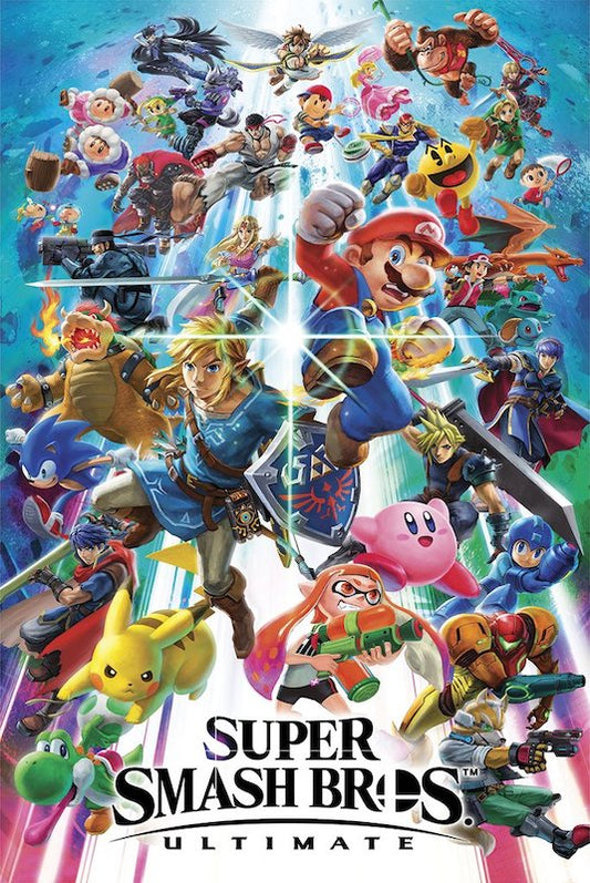Super Smash Brothers – Super Smash Bros. Ultimate poster featuring the Super Smash Bros. Ultimate character ensemble