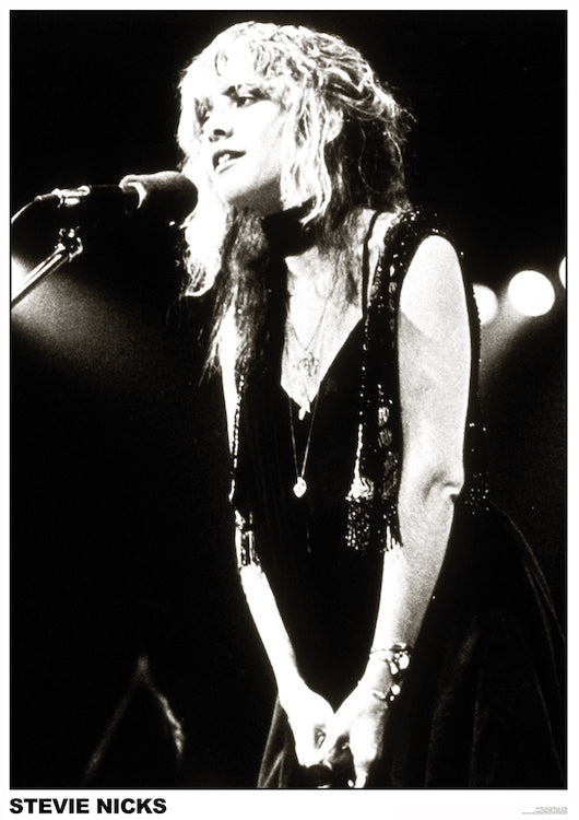 Stevie Nicks Live [EU] poster featuring a black-and-white Stevie Nicks performance photograph