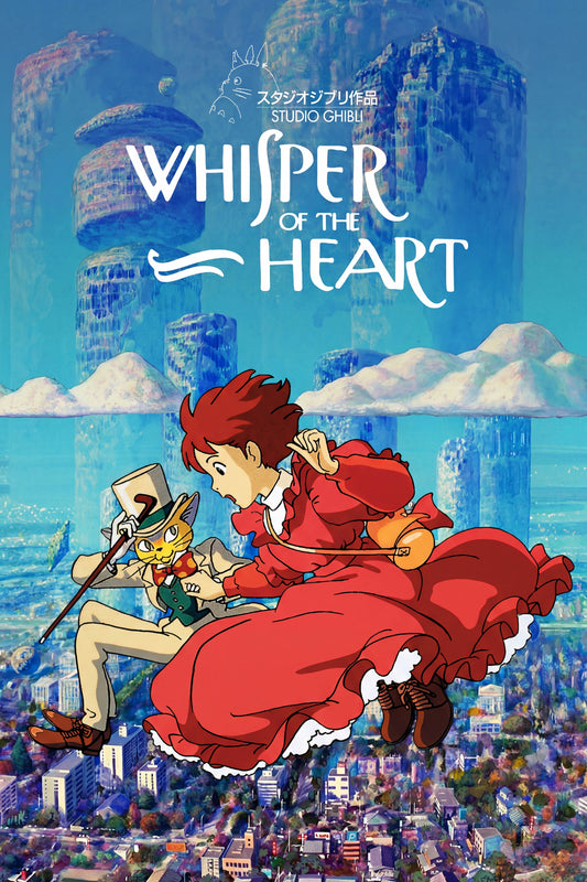 Whisper Of The Heart poster featuring the illustrated flying scene and blue sky from Whisper of the Heart